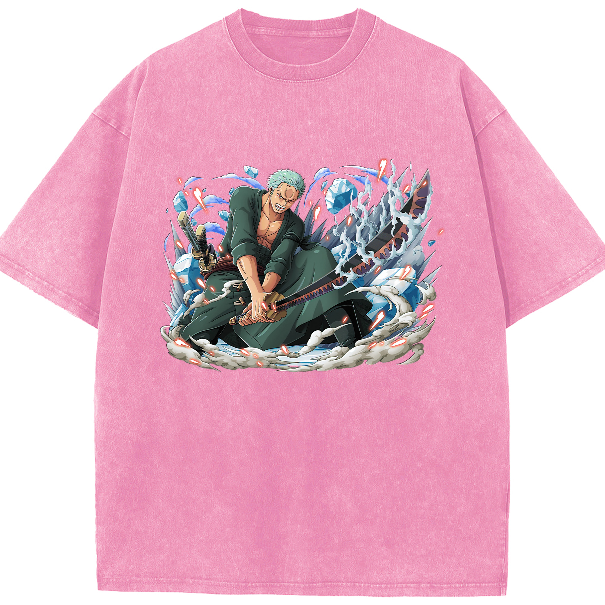 ワンピース ロロノア・ゾロ ONE PIECE Roronoa Zoro 綿100% ヴィンテージ風 半袖Tシャツ（フロントプリント）